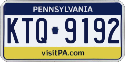 PA license plate KTQ9192