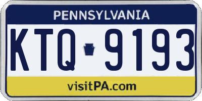 PA license plate KTQ9193