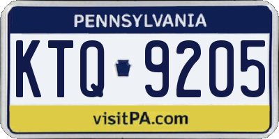 PA license plate KTQ9205