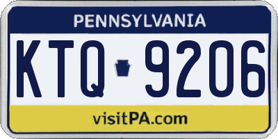 PA license plate KTQ9206