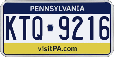 PA license plate KTQ9216
