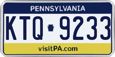 PA license plate KTQ9233
