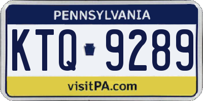 PA license plate KTQ9289
