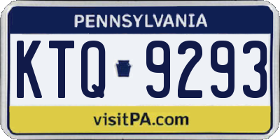 PA license plate KTQ9293