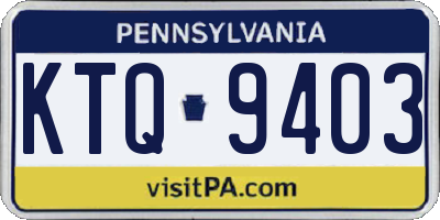 PA license plate KTQ9403