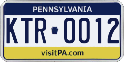 PA license plate KTR0012