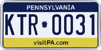 PA license plate KTR0031