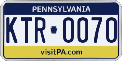 PA license plate KTR0070