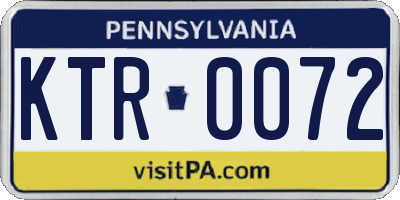 PA license plate KTR0072