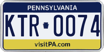 PA license plate KTR0074