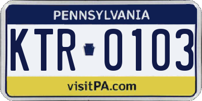PA license plate KTR0103