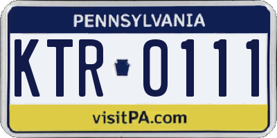 PA license plate KTR0111