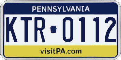 PA license plate KTR0112