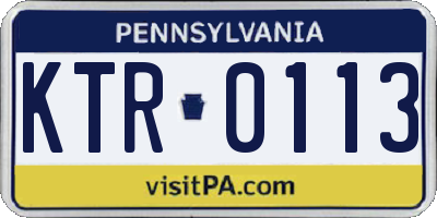 PA license plate KTR0113