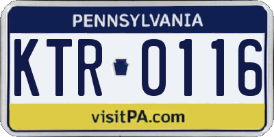PA license plate KTR0116