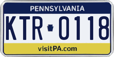 PA license plate KTR0118