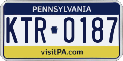 PA license plate KTR0187