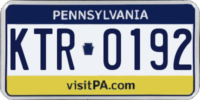 PA license plate KTR0192