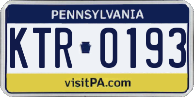 PA license plate KTR0193