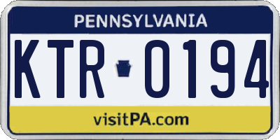PA license plate KTR0194