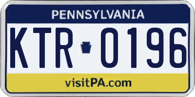 PA license plate KTR0196