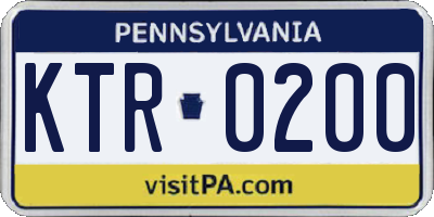 PA license plate KTR0200