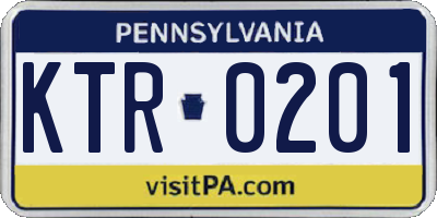 PA license plate KTR0201