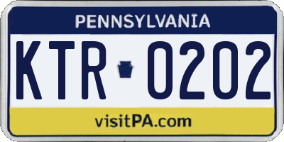 PA license plate KTR0202