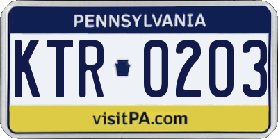 PA license plate KTR0203