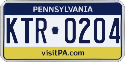 PA license plate KTR0204