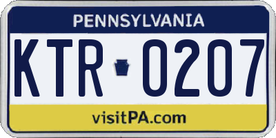 PA license plate KTR0207
