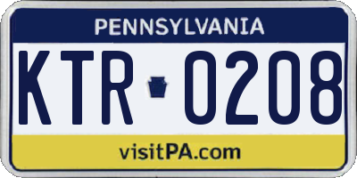 PA license plate KTR0208