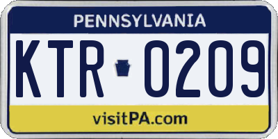 PA license plate KTR0209