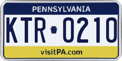 PA license plate KTR0210