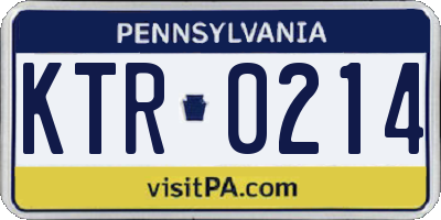 PA license plate KTR0214
