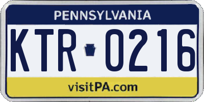 PA license plate KTR0216
