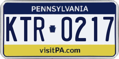 PA license plate KTR0217