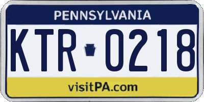 PA license plate KTR0218