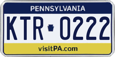 PA license plate KTR0222