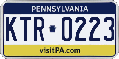 PA license plate KTR0223