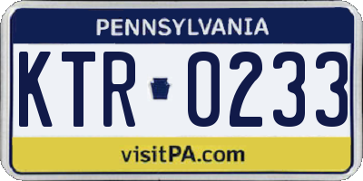 PA license plate KTR0233