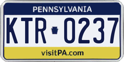 PA license plate KTR0237