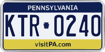PA license plate KTR0240