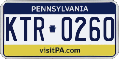 PA license plate KTR0260