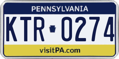 PA license plate KTR0274