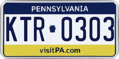 PA license plate KTR0303