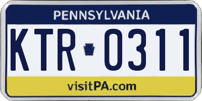 PA license plate KTR0311