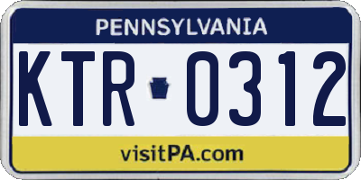 PA license plate KTR0312
