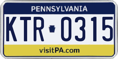 PA license plate KTR0315
