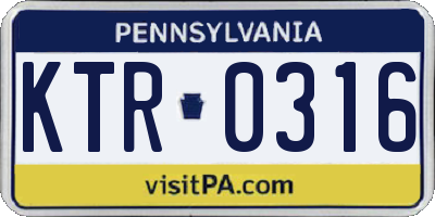 PA license plate KTR0316